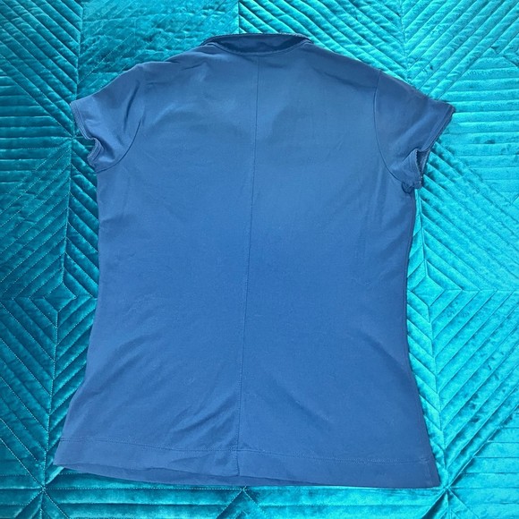 Women's NIKE Navy Dri-Fit Short Sleeve Golf Polo Shirt Medium - 1/4 zip - Picture 3 of 5